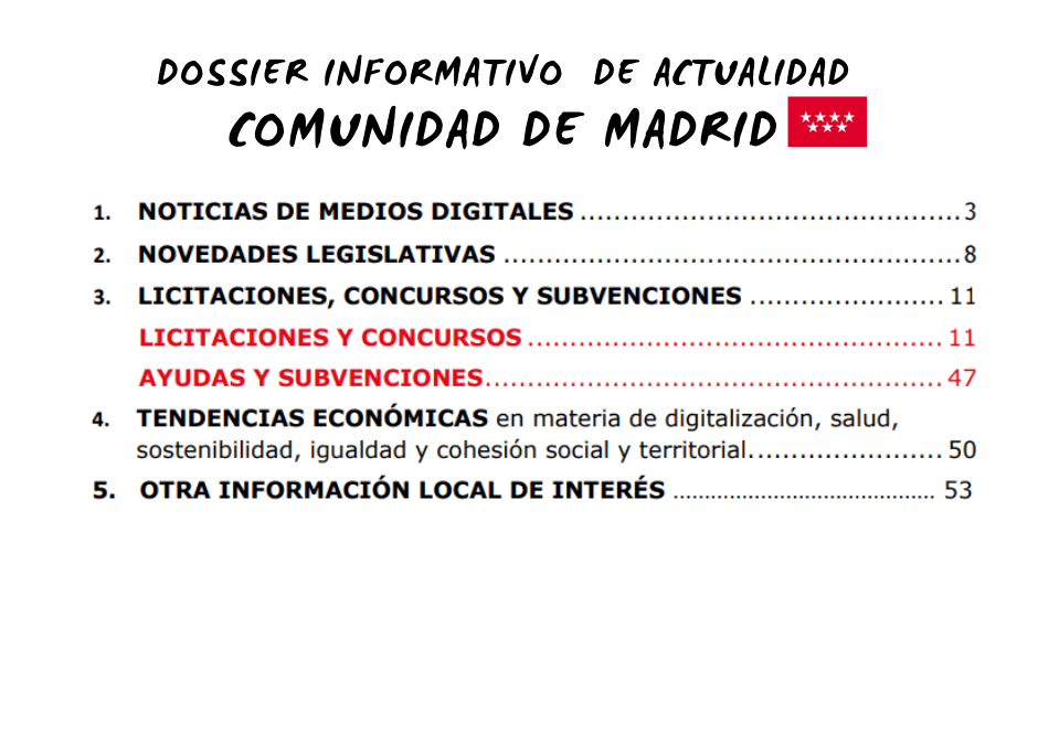 Dossier informativo Comunidad de Madrid