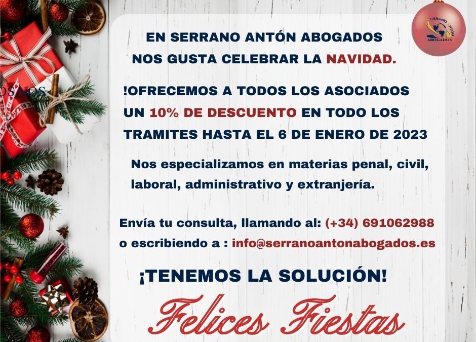 Nos gusta la Navidad.10%dto para asociados en trámites legales